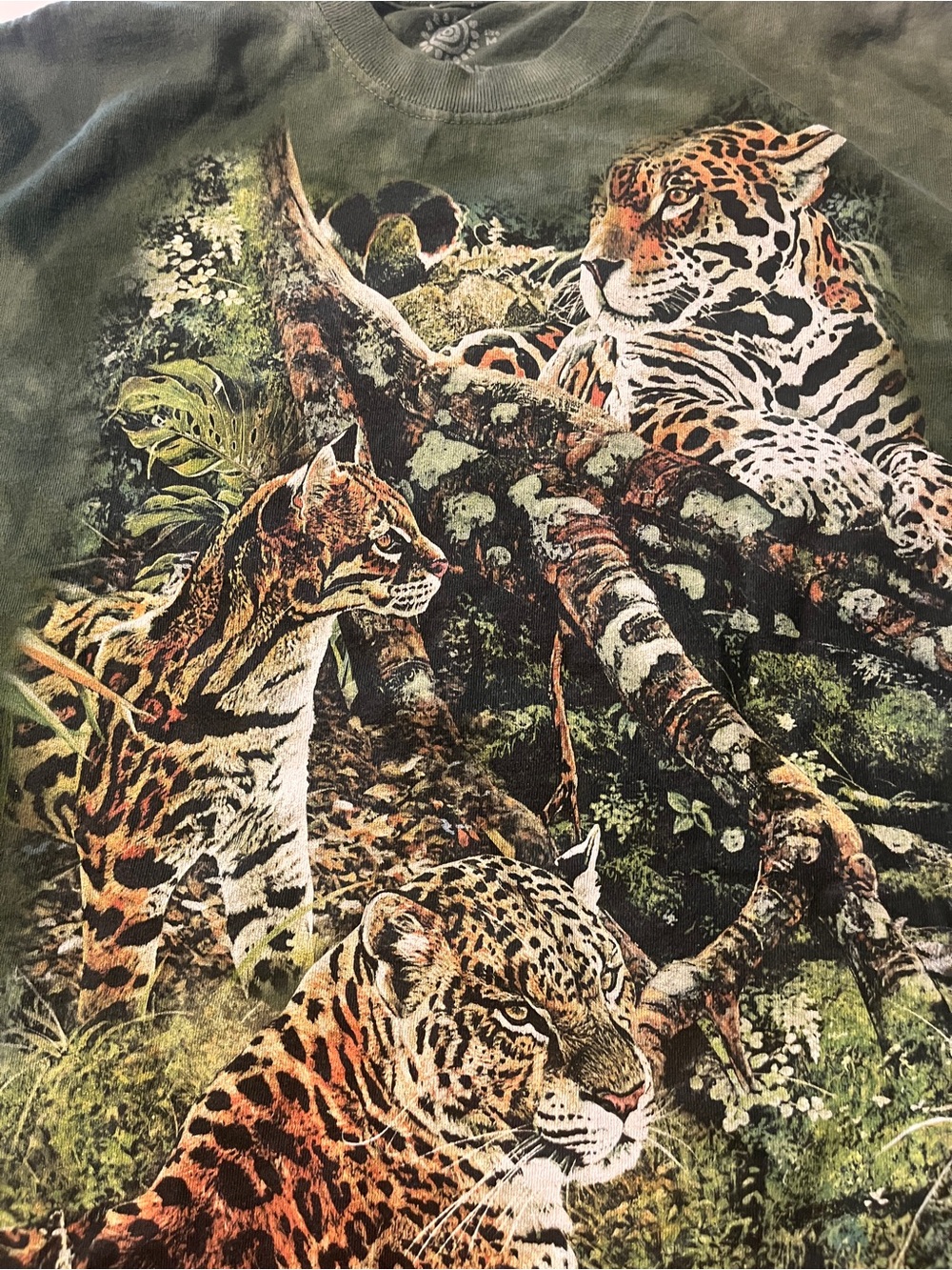 The Mountain  Olive Green Jaguar Family Graphic Tee